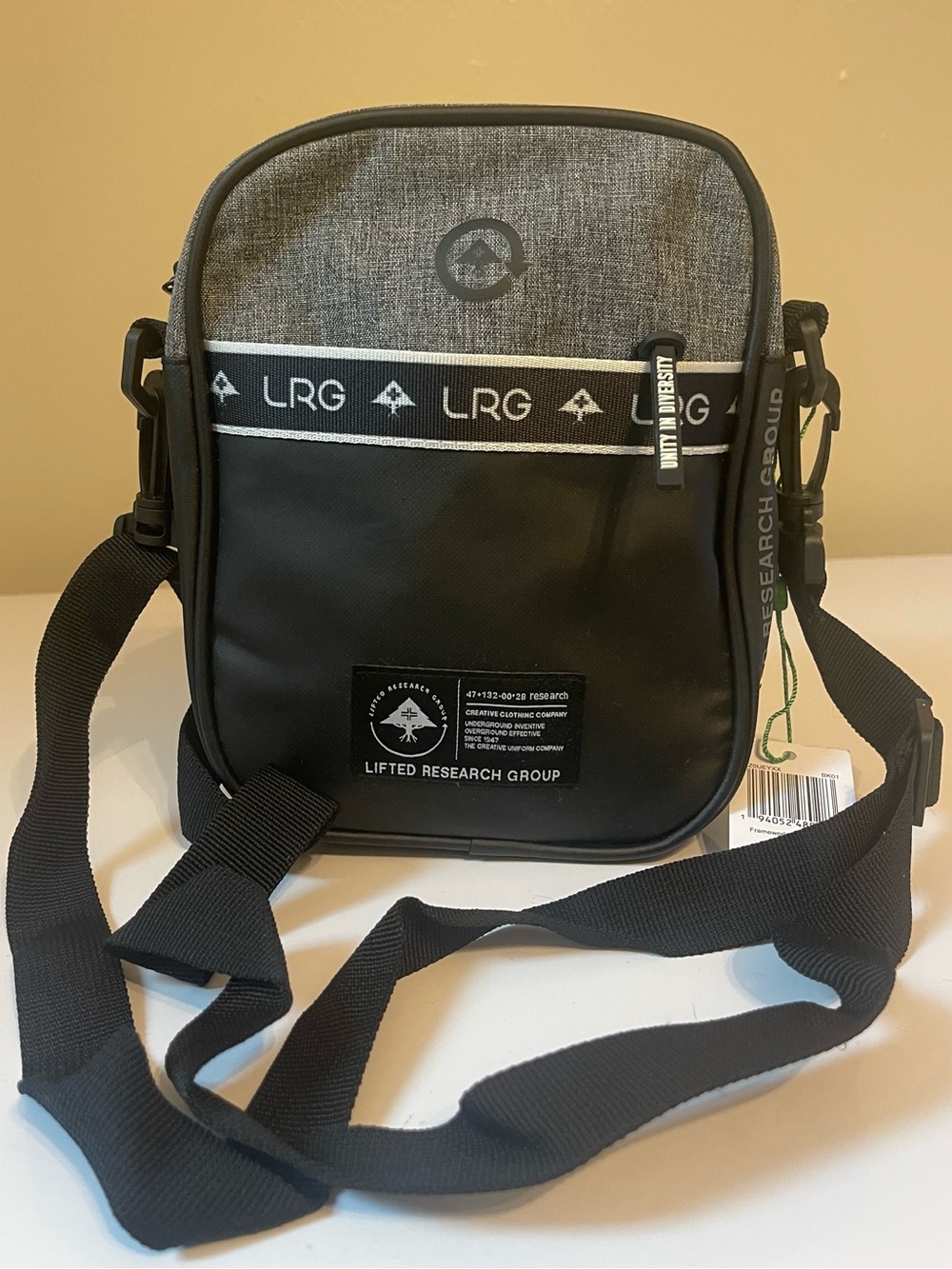 LRG Black and Gray Compact Messenger Crossbody Bag